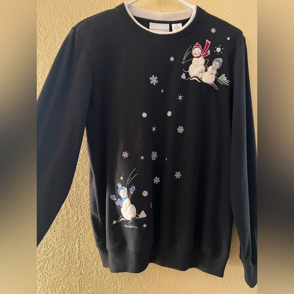 Alfred Dunner Sweaters - Alfred Dunner Black Sweater with Snowman Design Size S